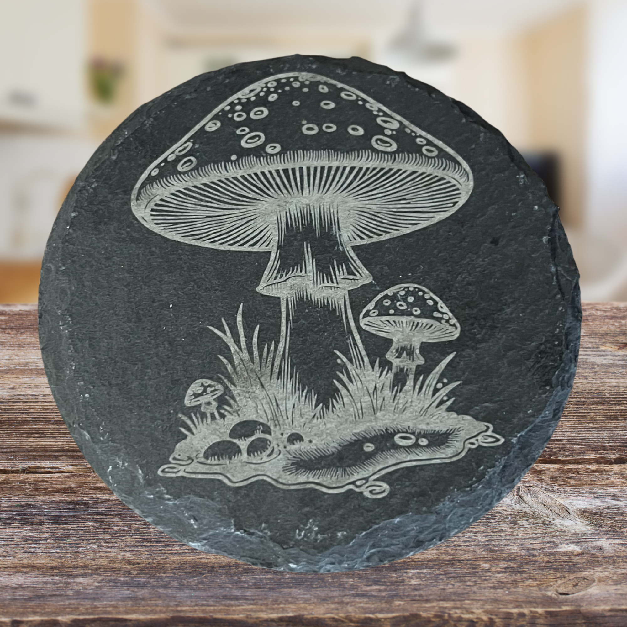 ローグ フロッシュ コースター Engraved Mushroom Slate Coasters - Set of 4 – Bonsai Filtration